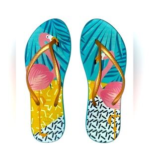 Freewaters Flamingo Flip Flop Sandals Women’s Size 8